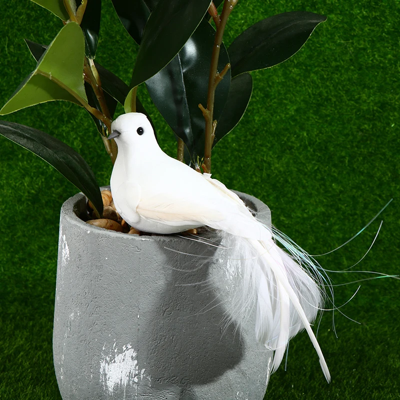 2Pcs 1:12 Dollhouse mini resin white dove simulation animal model toyYJCA 