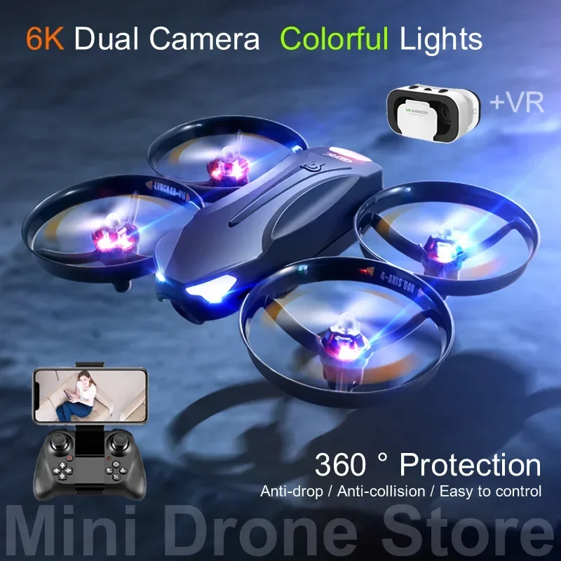 

V16 красочная фотография светодиодный RC, подарки 360 °, полная защита, мини-Дрон FPV 4K VR, Воздушная фотография, бесплатный возврат