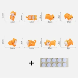 8-Piece Cute Orange Cat Miniature Decoration Set for Bonsai and Fairy Gardens (8pc)