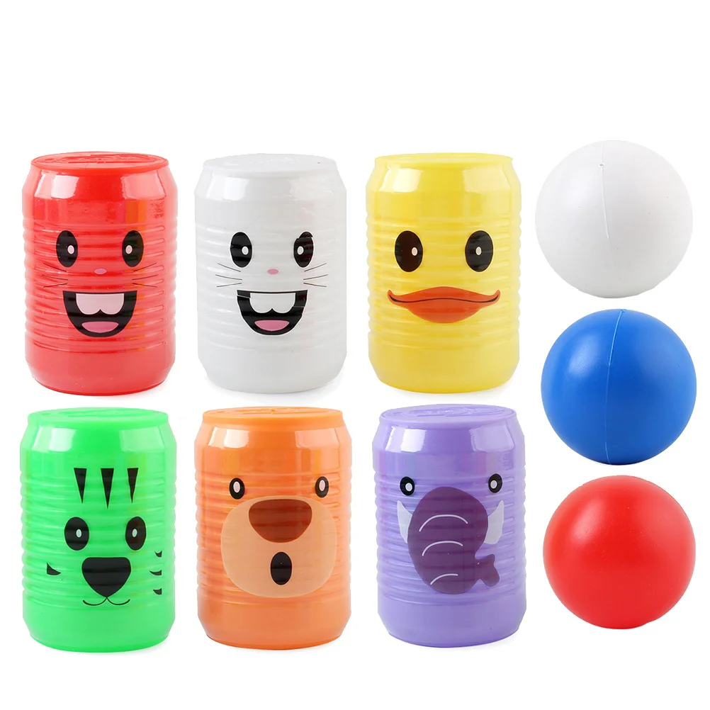 

1 Set Can Shape Bowling Toys Cartoon Animal Pattern Digital Bowling Set Early Educational Interactive Toy Assorted Color (6Pcs
