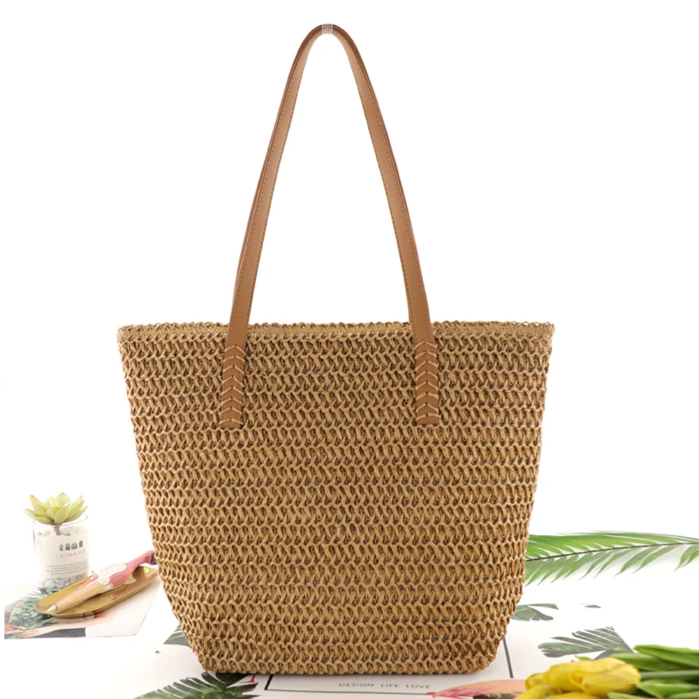 High Capacity Large Summer Beach Straw Bags 2022 Simple Luxury Fashion Travel Ladies Shoulder Handbags Top Handle Totes