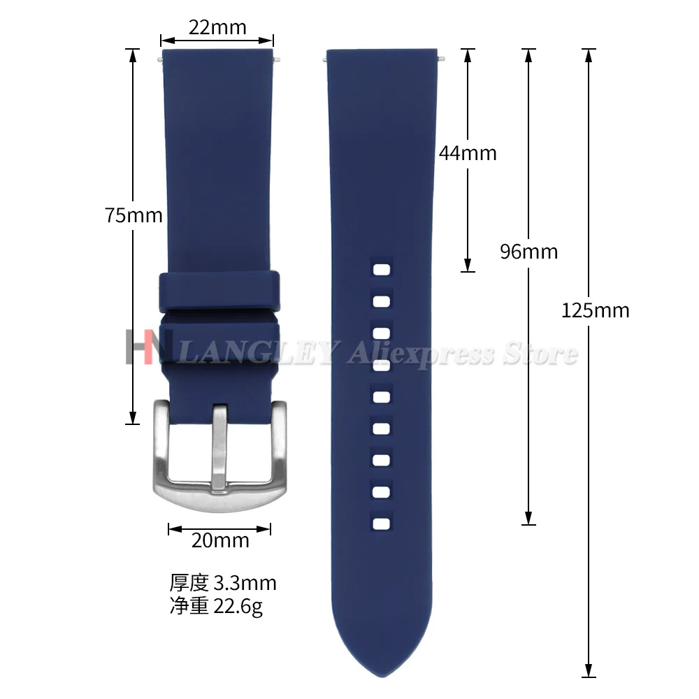 Durable Silicone Waterproof Quick Release Watch Strap - Soft Belt Bracelet (Various Sizes Available)
