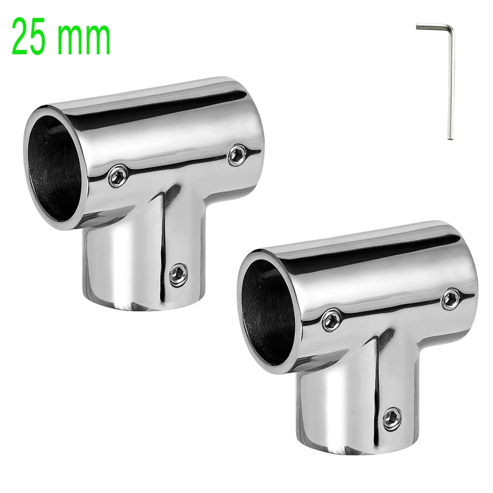 Marine Heavy Duty 316 Stainless Steel Railing Tee Connector, Boat Handrail Fitting 90 Degree Tee Rail for 1 inch 25.4 mm Tubing