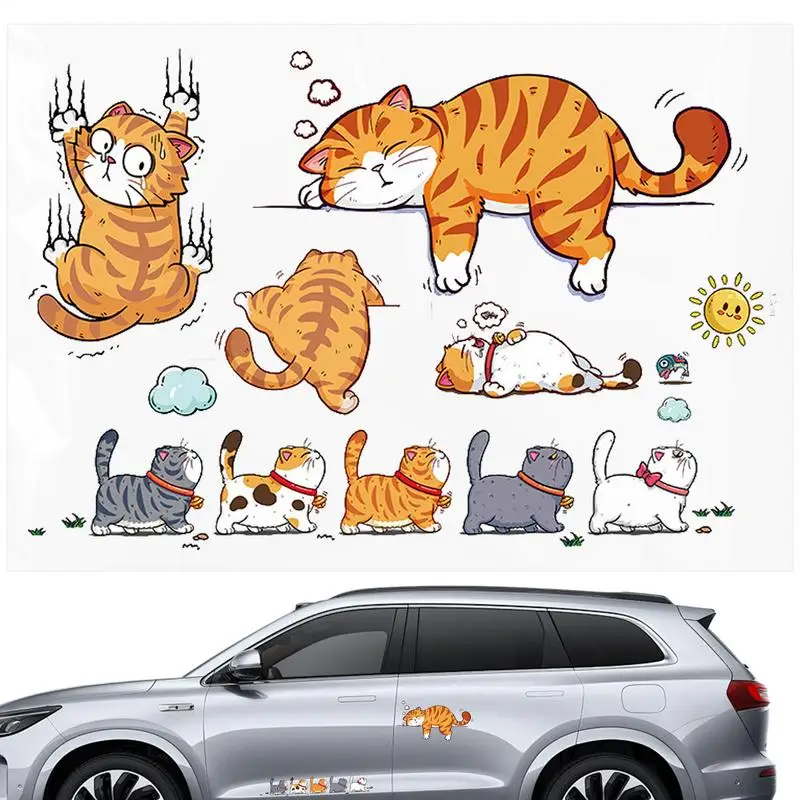 1 set Funny Car Sticker Cat Climbing Pet Animal Styling Stickers Car Scratch Cover Decoration Creative Bumper Decals Accessories