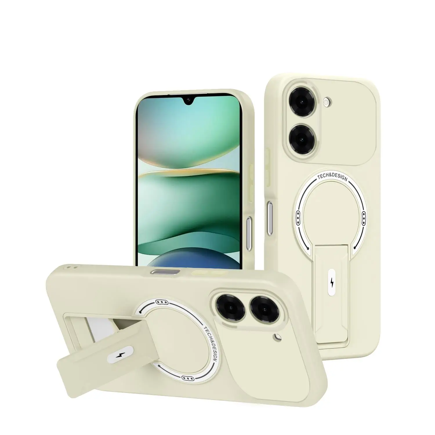 Magnetic Kickstand Armor Phone Case with Wireless Charging Compatibility