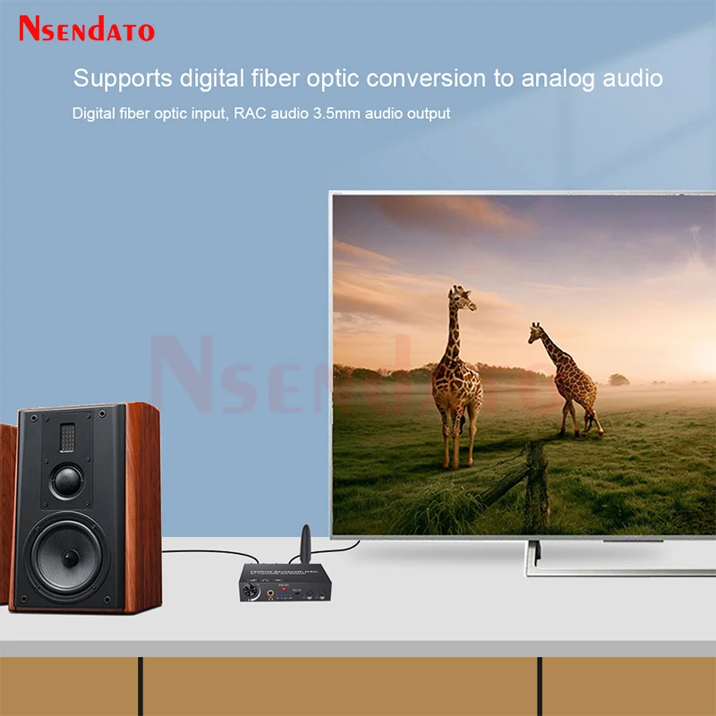 192k Wireless Bluetooth-compatible V5.3 DAC Digital Coaxial Toslink To Analog RCA 3.5mm Audio Converter Adapter For TV PC