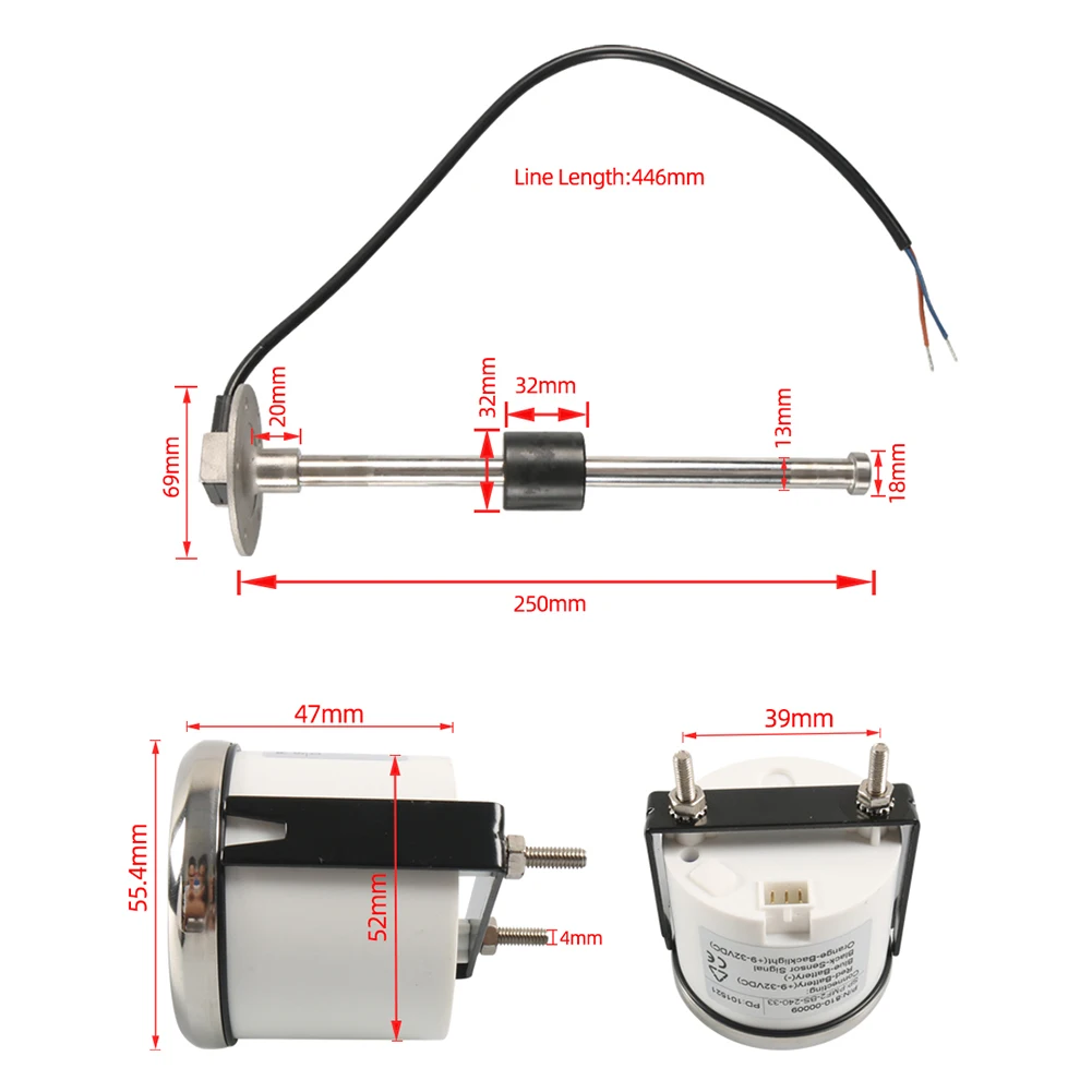 

52MM Fuel Gauge With Fuel Level Sensor Oil Tank Level Indicator Meter For Boat 2024 Hot Sale Brand New And High Quality
