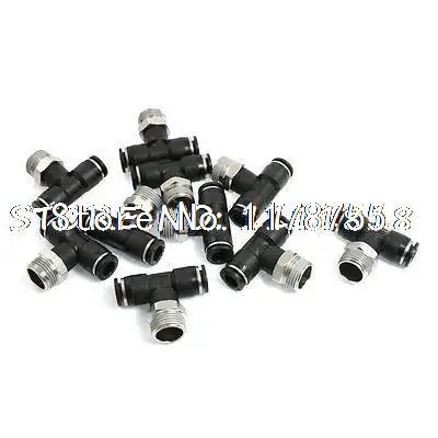 

10 Pcs Pneumatic 8mm to 3/8" PT T Type Tubing Quick Connector Adapter
