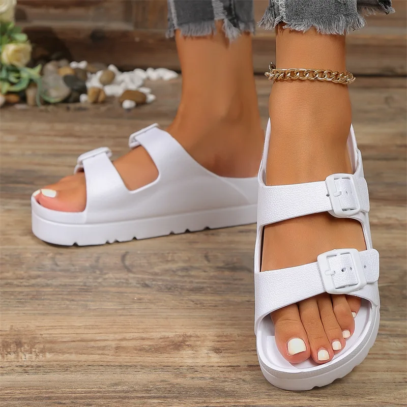 Summer Women Slipper Outdoor Beach Sandals EVA Platform flip flops For House Slides buckle Soft Thick Sole Sandals 3