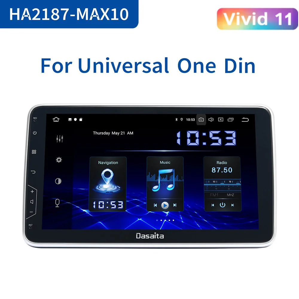 

Dasaita 1 Din Android 10 TDA7850 10.2" IPS Universal Car Radio Nissan Toyota Auto Stereo GPS Navigation Carplay 4G 64G Head Unit