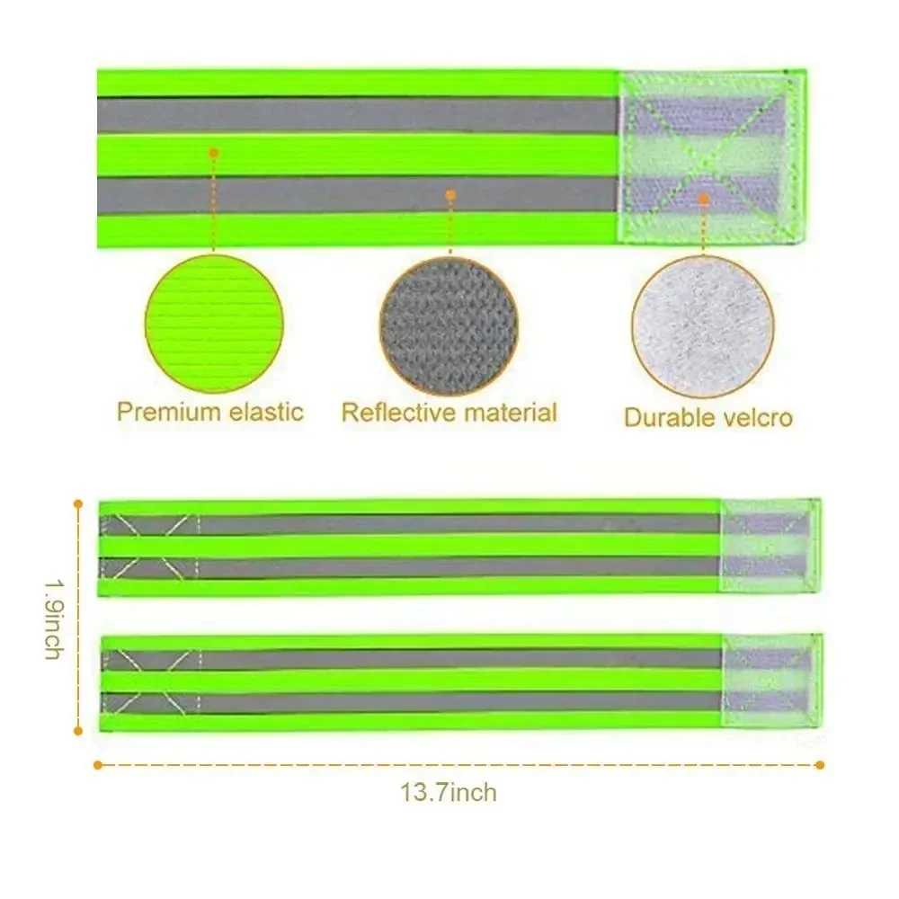 2pcs Reflective Bands Arm Belt LED Reflective Light Arm Armband Strap Safety Belt for Night Running Jogging Cycling Wristband reflective arm bands reflective safety light