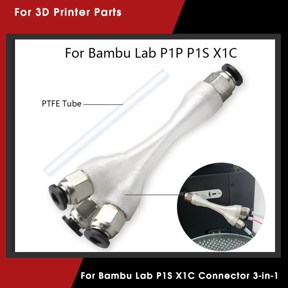 BambuLab 3D 프린터용 공압 커넥터, BambuLab P1P P1S X1C 커넥터, 3 in 1 Bowden 커플러, M10, PC4-10 OD 4mm