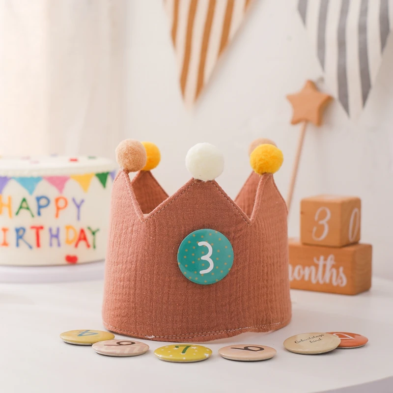 Cartoon Nette Krone 1-6 Jahre Baby Hut 100% Baumwolle Weiche Leere Zylinder Herbst Winter Neugeborenen Hut Baby Pflege produkte Geburtstag Geschenke – Detail 10
