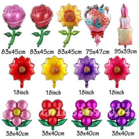 

6Pcs Red Bouquet Sunflower Daisy Balloons Valentines Day Gift Red Rose Foil Balloons Wedding Decorations Kids Toys Helium Globos