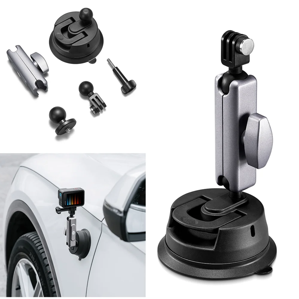 Metal Car Phone Action Camera Holder Suction Cup 360 Adjustable 1/4