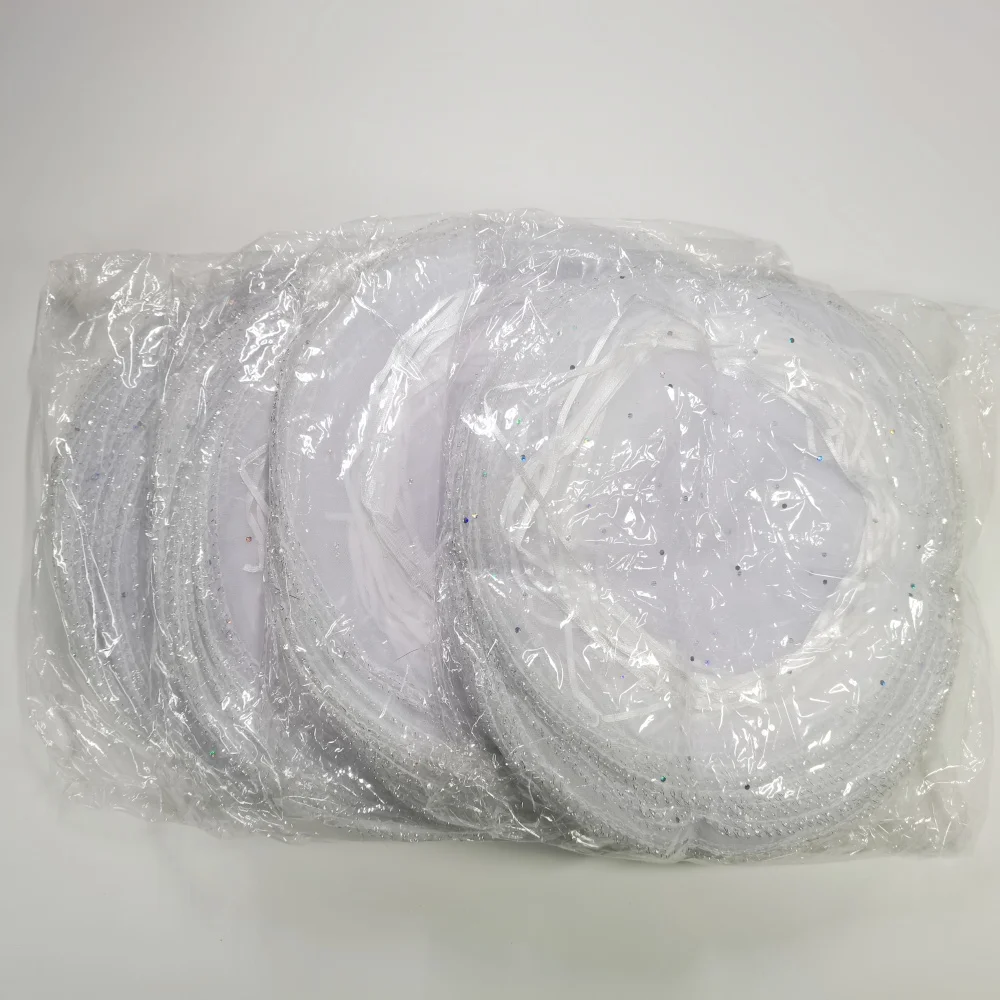 100pcs 26 35 40cm Dia White Round Organza Bags Wedding Party Decoration Favors Drawable Gift Bag Jewelry Packaging Bags Pouches