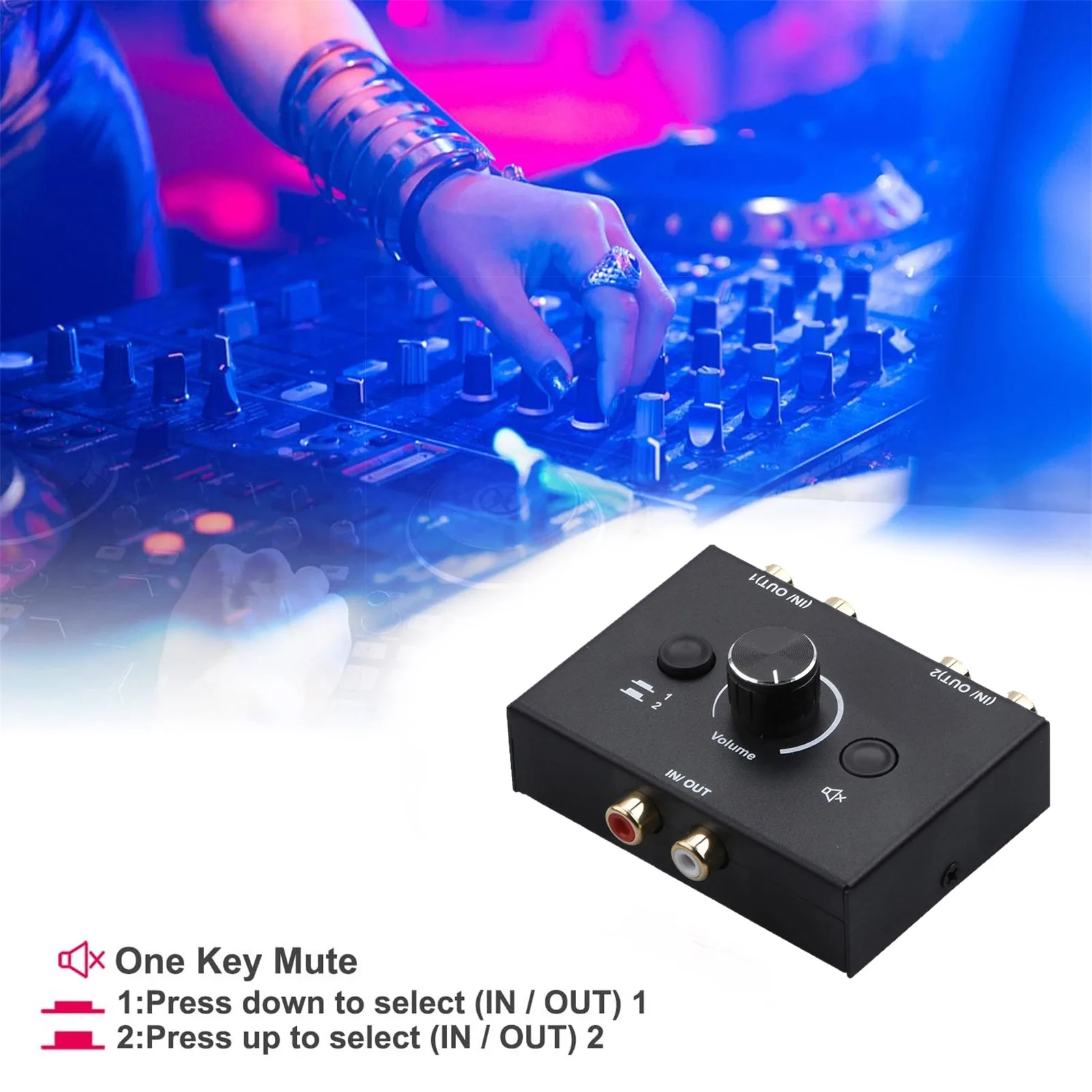 1Pc Audio Switcher Splitter Bi-Directional Audio Switcher With Mute Button 2x1 / 1x2 L/R RCA Stereo Audio Switch Audio Splitter