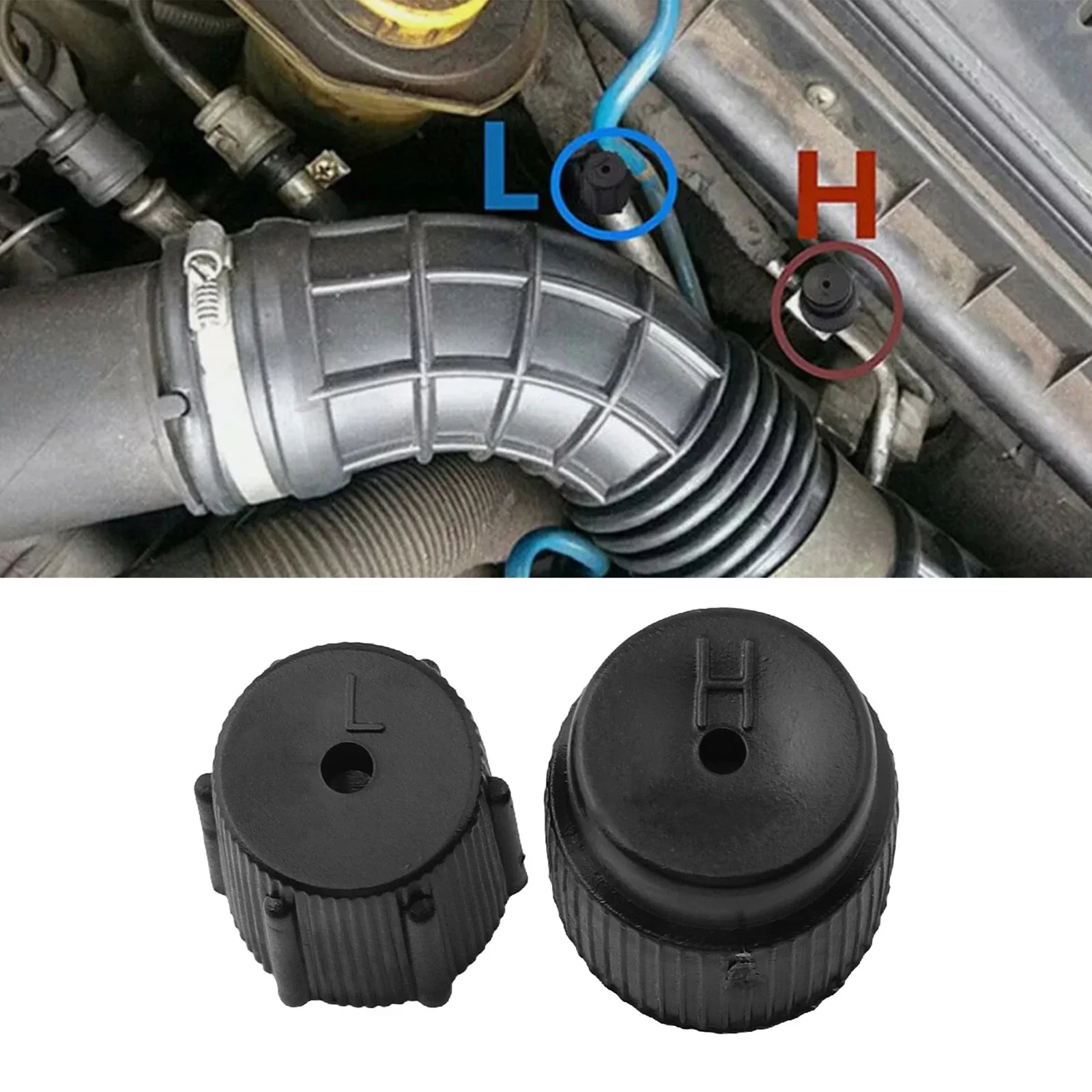 2pcs R134a Car Air Conditioning Service Air Condition Charging Port Valve Dust Cap High Low-Pressure A/C Cap Car Accessory