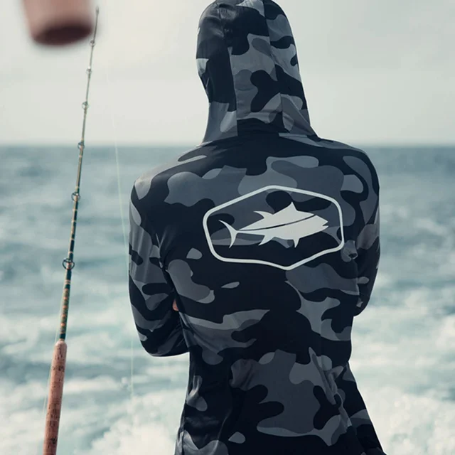 BILLFISH Gear Men Fishing Long Sleeve Hooded Shirts Blusas