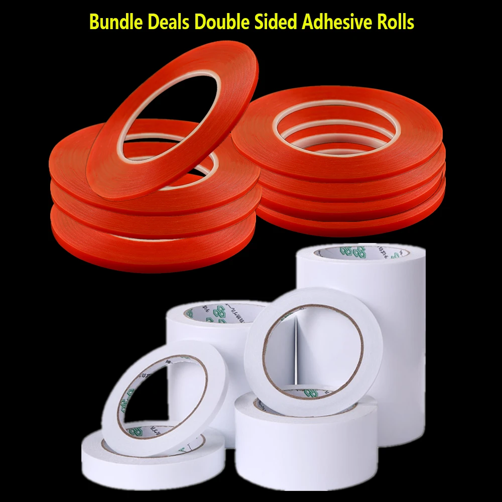 Bundle Deals 3mm 6mm Clear Double Sided Red Line Tape Rolls Or White