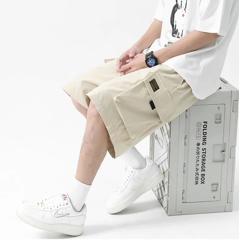 Summer Mens Workwear Shorts Five-point Casual Pants Loose Straight Guard Quick Dry Beach Japanese Sweatpants