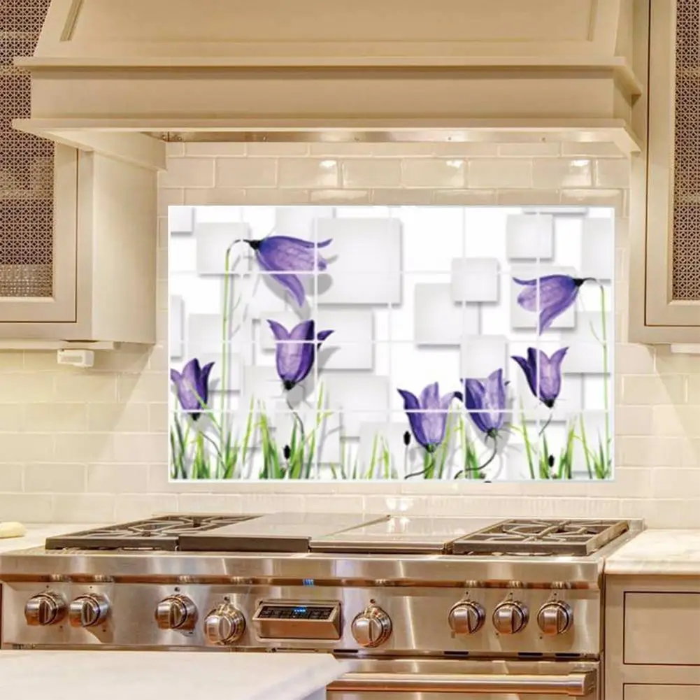 Wall Stickers Oil-proof Kitchen Flower Vegetable Fruit Dolphin Waterproof Heat Resistant Bathroom Wall Art Decal Home Decoration