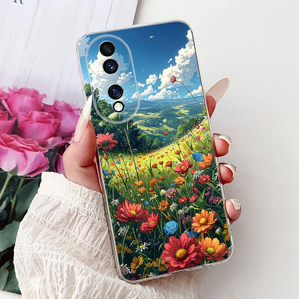 Clear Aesthetic Cute Cat & Flowers Soft Phone Case - Fashionable and Fun Design