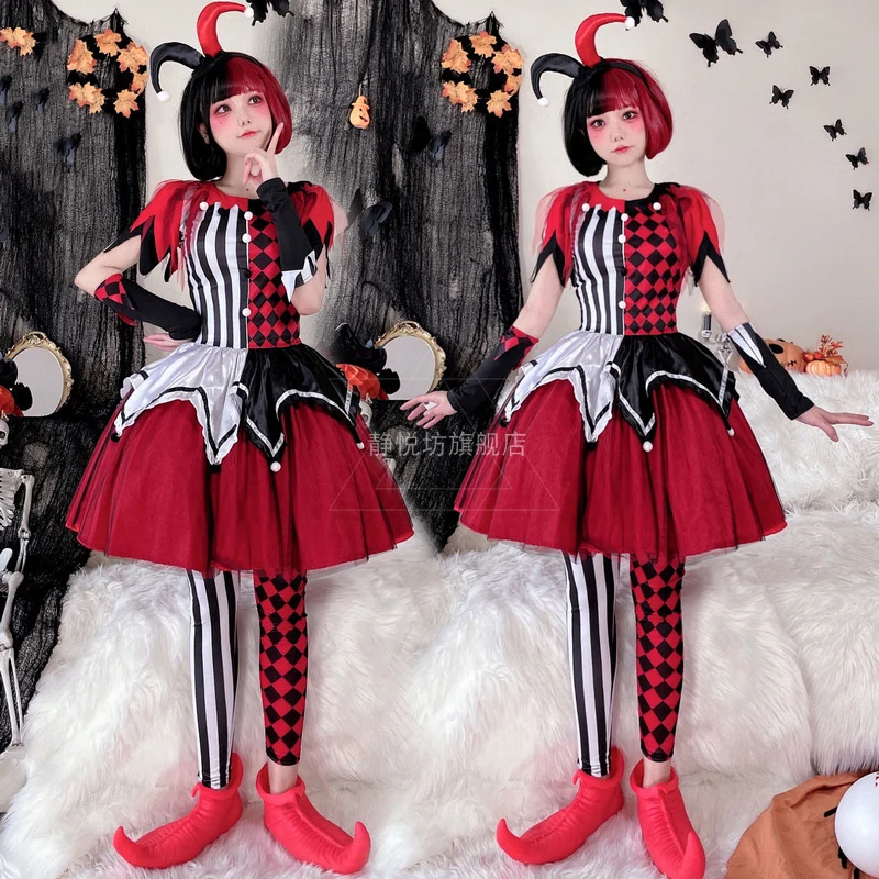 Halloween Costume for Women Clown Cosplay Anime Circus Soul Breaking Clown Dress Disfraz Vestidos Stage Performance