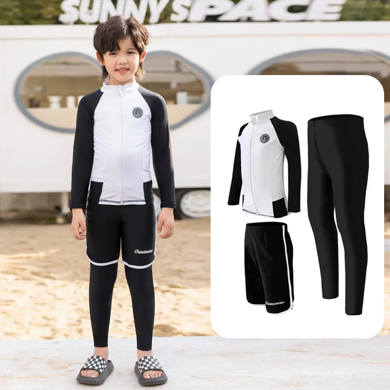 Children Rashguard Fashion Girls Boys Long Sleeve UV Swimsuit Kids Surfing Clothes Front Zipper Swimsuit Quick Dry