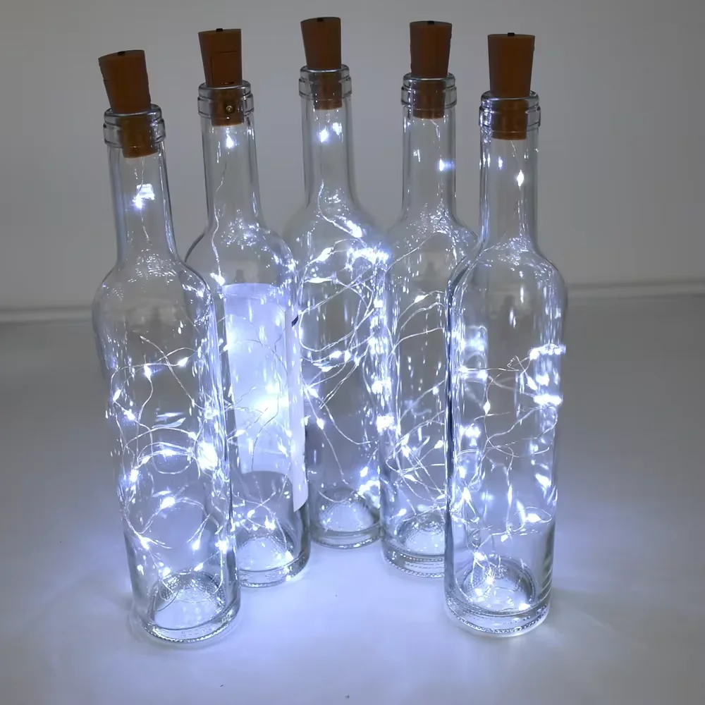 15 Pack Wine Bottle Lights Cork 20 LED Cork Lights String Battery Operated Mini Copper Wire Light 6.5 Feet for DIY-wine bottle lights