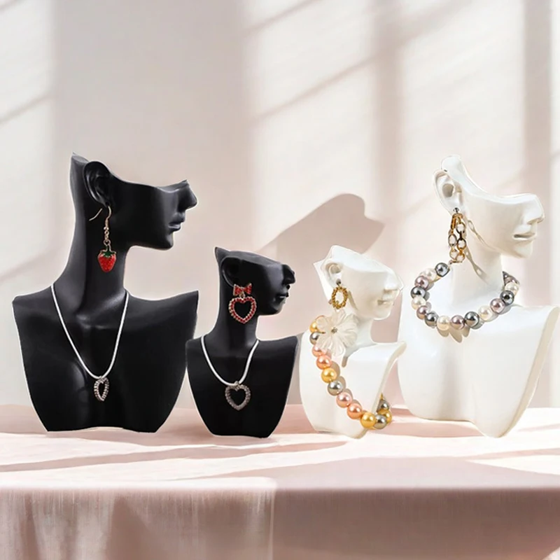 Espositore Per Gioielli 3 Colori | Busto Manichino Acrilico Per Collane, Orecchini E Bracciali - Bianco, Nero O Trasparente - 4