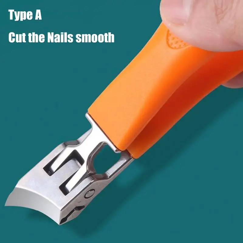 Curved Nail Clippers Anti Splash Fingernail Toenail Clippers Wide Jaw Opening Slanted Long Handle No Splash Fingernail Clippers 5
