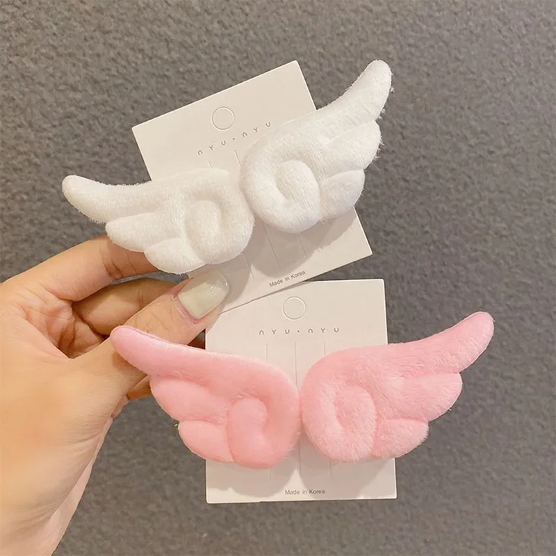 Angel Hair Clips Girls Kids Cartoon Plush Pins Barrette White Wing Hair Hoop Christmas Holiday Dress Up Hairpin Accessories
