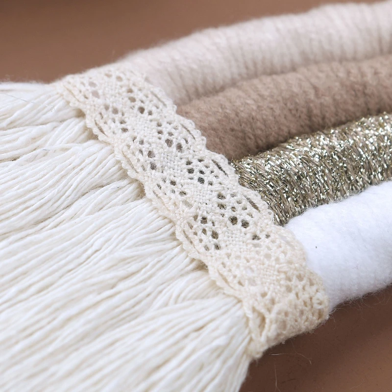 Nordic Macrame Rainbow Wall Decor for Bedroom Nursery Baby Kids Room Round Metal Tapestry Rope Woven Tassel Wall Hanging 5