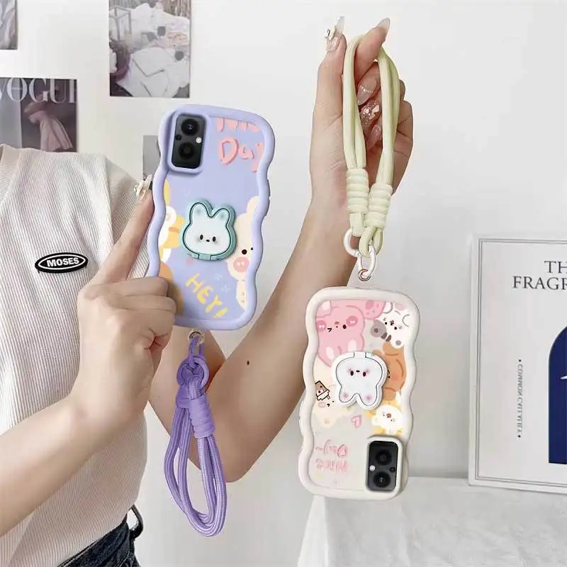 Curious Animals Phone Case Set with Lanyard and Rabbit Stand