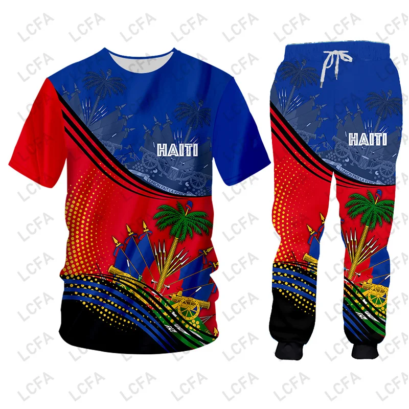 Emblem Flag Caribbean Sea Haiti Island Retro Hoodies Jacket Tracksuit Men 3D Print Pants CUSTOM Sweatshirt Unisex Clothes 5