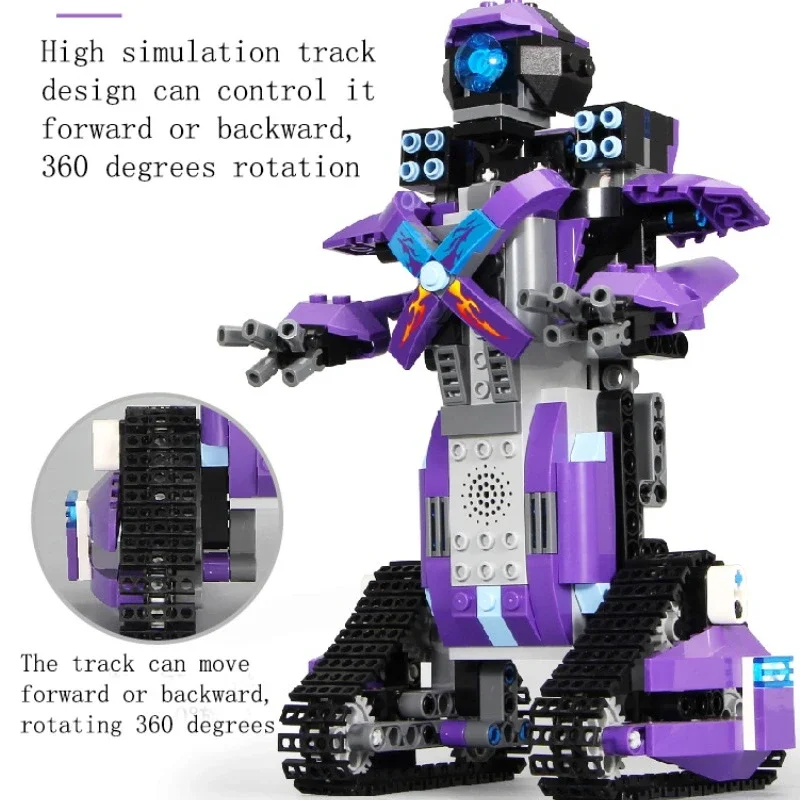 13004 Mobile phone RC APP programming control Remote Control Robot Crawler Car Model Building Block Bricks Kids Educational Toy 5