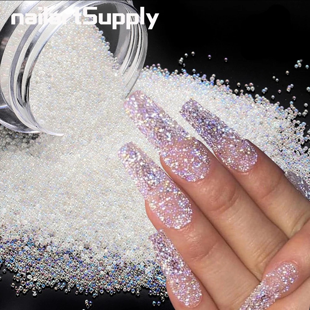 Handmade- All Pixie Iridescent Pixie Dust Mixed With Crystal Press On Nail  Set