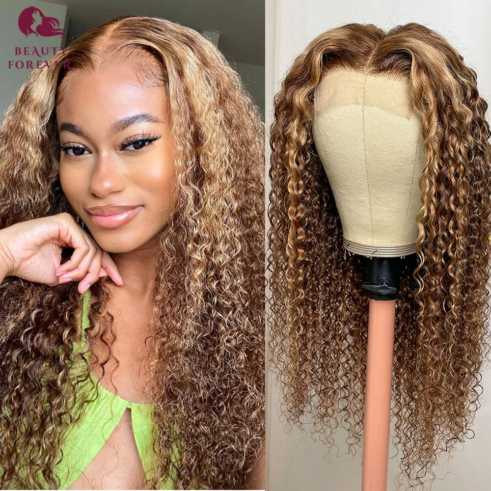 

Highlights Blonde Curly Lace Closure Wig Clearance Sale Honey Blonde Colored Brazilian Jerry Curl Human Hair Wig Preplucked