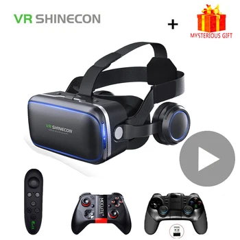 Shinecon 6.0 카스크 VR 가상 현실 안경, 3D 고글 헤드셋, 스마트폰 바이어 쌍안경, 비디오 게임용 헬멧