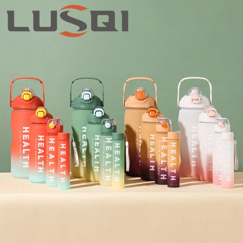 4 PCS Set Water Bottle Large Capacity With Straw For Family 300ml/700ml/1500ml/3300ml