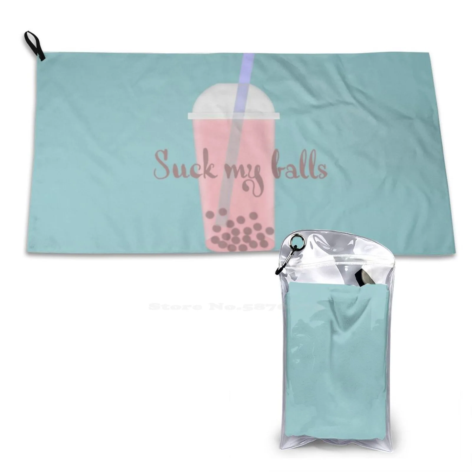 Suck My Balls Asciugamano Da Bagno Morbido Alla Moda Quick Dry Bubble Tea Boba Tapioca Suck My Balls Drink Beverage Food