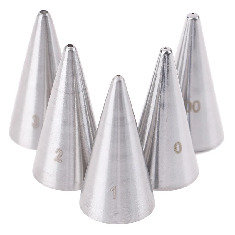 5Pcs/Set Round Fine Hole Icing Piping Nozzles Cake Decorating Nozzle Cream Tips Pastry Tools cake decorating tip set,cake icing nozzles,baking nozzle set,cake decorating nozzle set