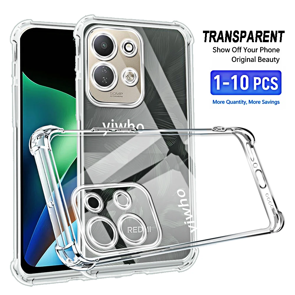 Shockproof Transparent Phone Case - Pack of 1-10, Durable and Clear Back Cover