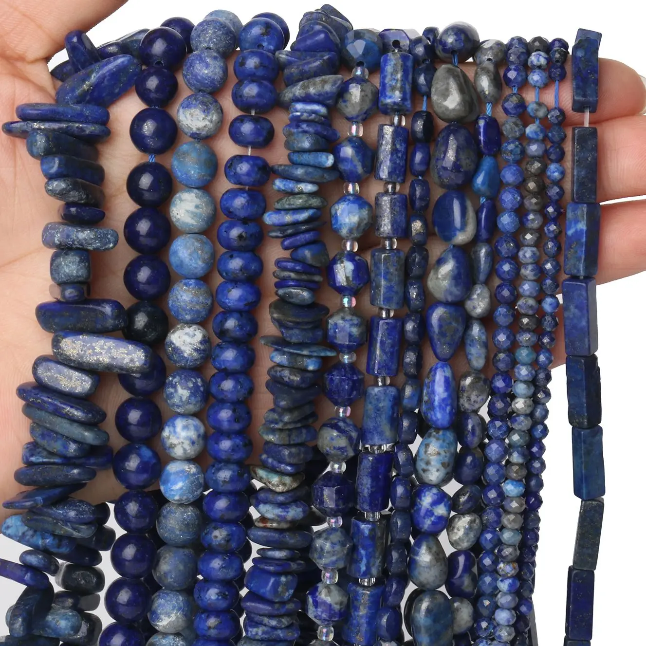 

Trendy 21 Types Natural Stone Blue Lapis Lazuli Beads Round/Faceted/Irregular Loose Beads For Jewelry Making DIY Charm Bracelet