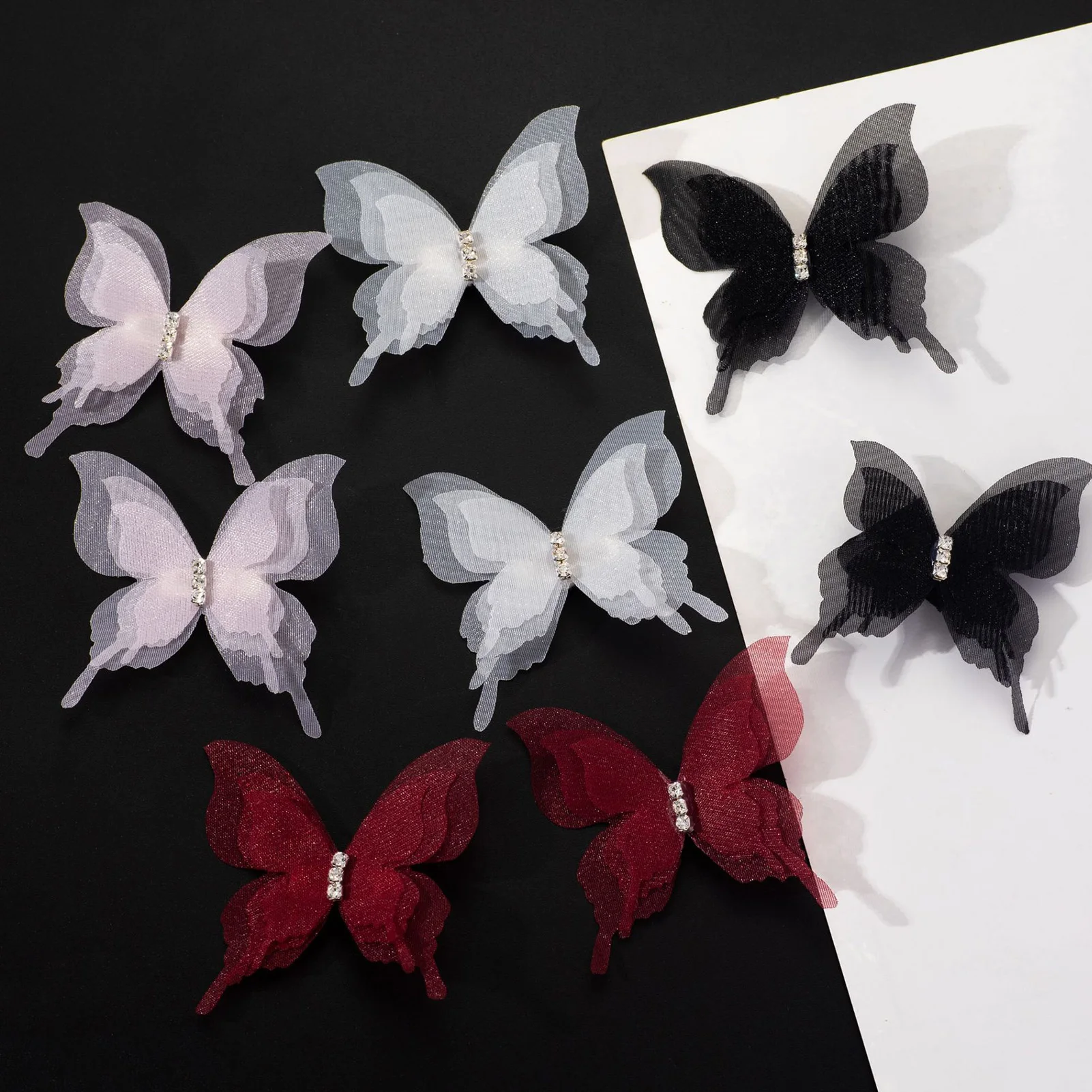 1 Paar Schmetterlings-Haarspangen für Frauen und Mädchen, niedliche Kawaii-Seiden-Schmetterlings-Haarnadeln für Hochzeit, Geburtstag, Party, Haarschmuck
