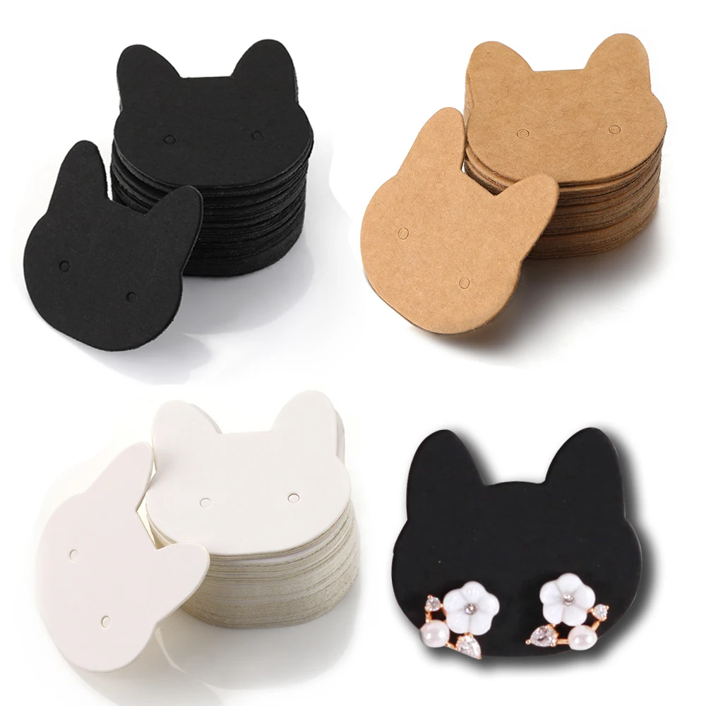 50-100pcs 3.5x3.5cm Cute Cat Card Jewelry Display Cardboards Price Tags Earring Necklace Tags Cards DIY Jewelry Retail Packaging 50pcs cute headrope display cards flower packing cards for diy jewelry necklace bracelets girls headband retail price tag labels