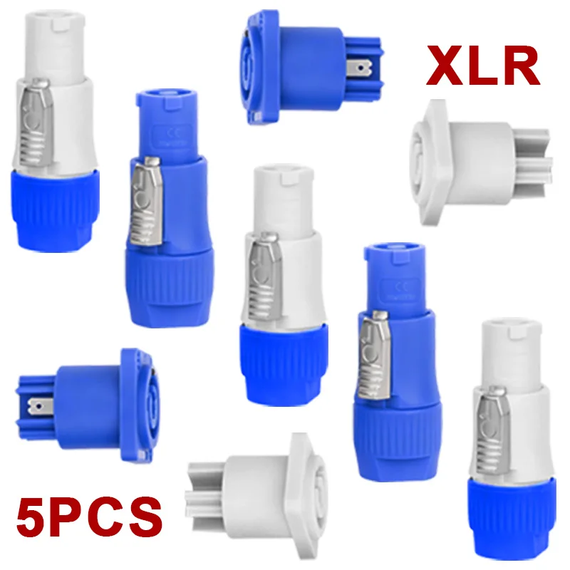 5/20 ชิ้น AC Power Socket ปลั๊กไฟ AC หน้าจอ LED Stage Beam Light การเชื่อมต่อ 3Pin XLR Connector ล็อค Terminal 1