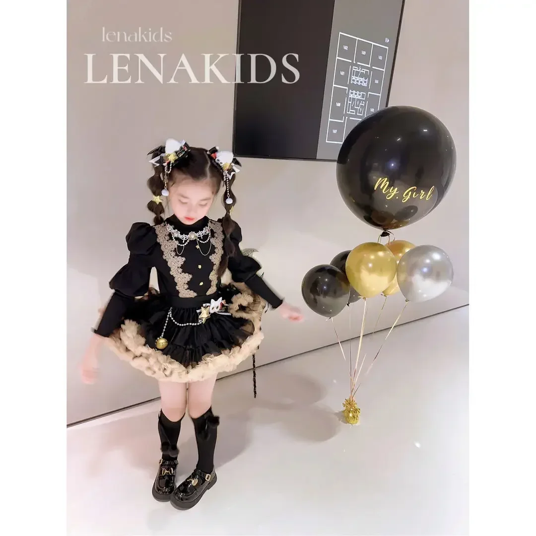 Girls' winter and autumn clothes new foreign style heavy industry temperament Lolita princess dress