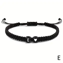 Personalized Heart Initial Bracelet - Handmade Braided Friendship Jewelry Gift (E)